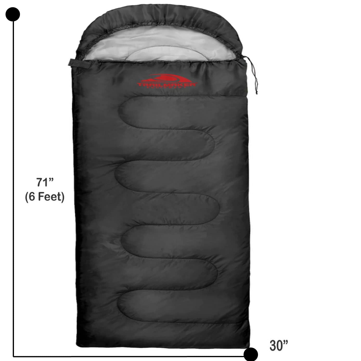 Cold Weather Sleeping Bag for Adults, Teens, Kids, Hooded Sleeping Bag with Compression Sack for Camping, Backpacking, Extreme Cold, Indoors or Outdoors - Black 71”L x 30”W