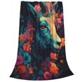 thumbnail image 2 of Balery Colorful Flower Goat Manta de Felpa Suave y Acogedora – Cobija de Franela Aterciopelada para Cama, Lavable y Cálida para Sofá, Mascotas, Transpirable-80"x60", 2 of 7