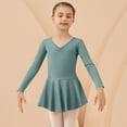 thumbnail image 2 of Xdegoge Ballet Leotard with Skirt V-Neck Long Sleeve Dance Practice Wear Professional Gymnastic Training Costume, 2 of 7