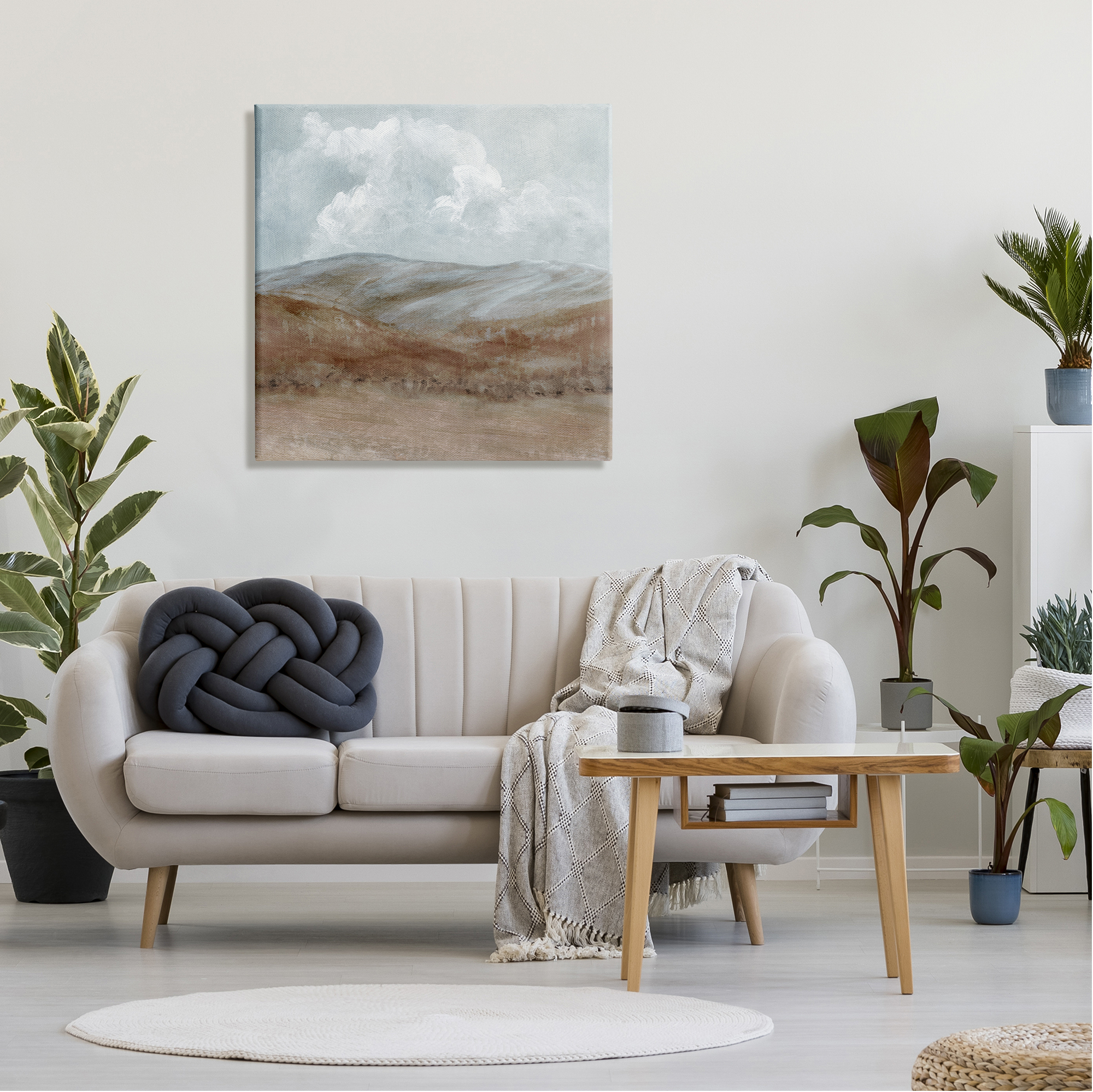 Stupell Industries Puffy Clouds Over Mountain Peaks Rural Country Grassland Painting Gallery Wrapped Canvas Print Wall Art, Design by Carol Robinson
