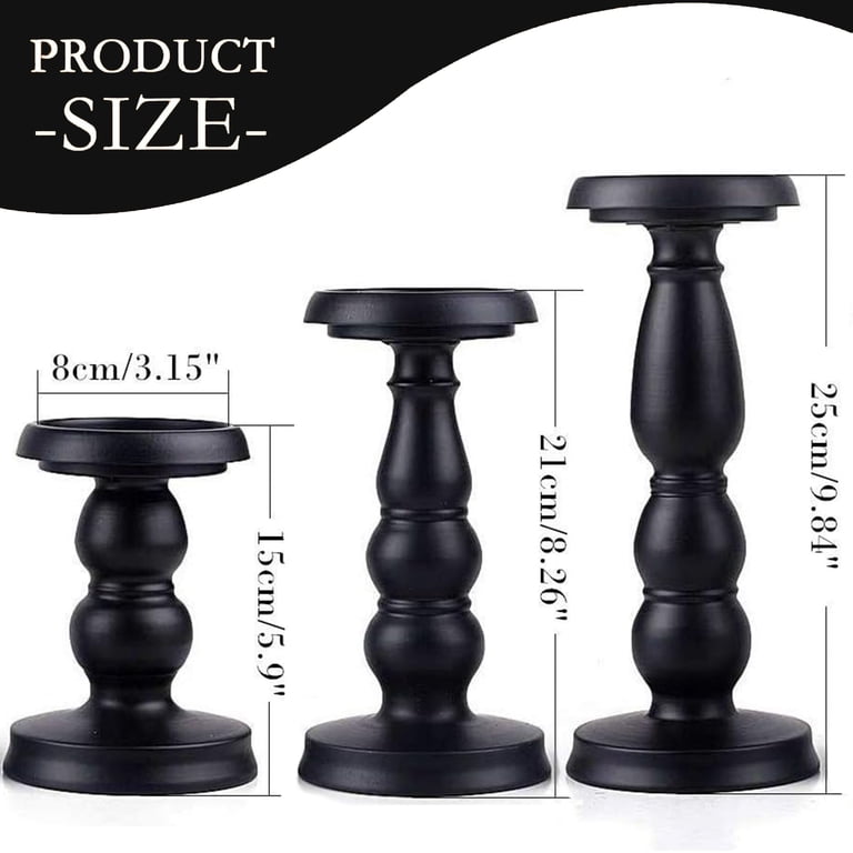 Hidawn Metal Pillar Candle Holders, Set of 3, Black photo 2
