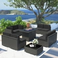 thumbnail image 2 of Sunny Hill 10 Wicker Weatherproof Outdoor Conversation Sets with Sofas and Table, Black/Black, 2 of 7