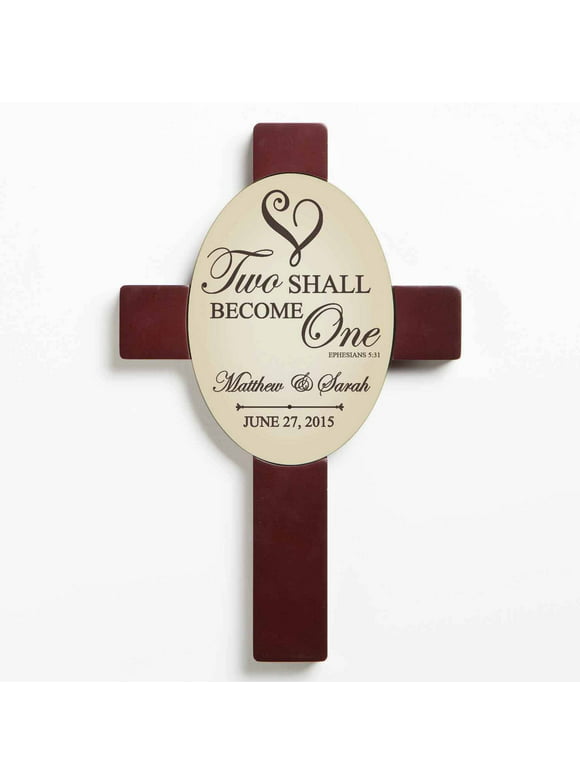 Personalized Two Shall Become One Wall Cross, Beige