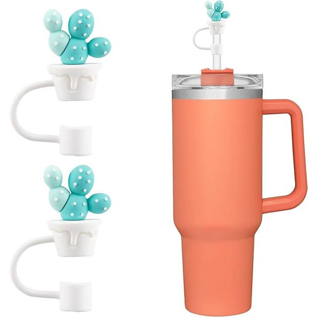 Tapa de pajita TUNC compatible con vaso Stanley 40/30 oz 2 paquetes cactus verde
