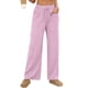 thumbnail image 1 of Amzcrzy Pantalones Mujer A Rayas Informales Cintura Alta Cordón Elástico Tipo Bóxer Cómodos Holgados Anchos Con Bolsillos Tallas S-2XL Rosa, 1 of 8