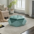 thumbnail image 2 of S-HOME Velvet Polygon Diamond Tufted Storage Ottoman, Cozy Seating Solution with Practical Design for Home Organization,Green, 2 of 12