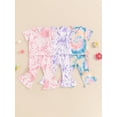 thumbnail image 4 of Aojekbee Kid Girls Pants Set, Tie-dye Print Short Sleeve Crew Neck T-shirt with Flare Pants Summer Outfit, 4 of 10