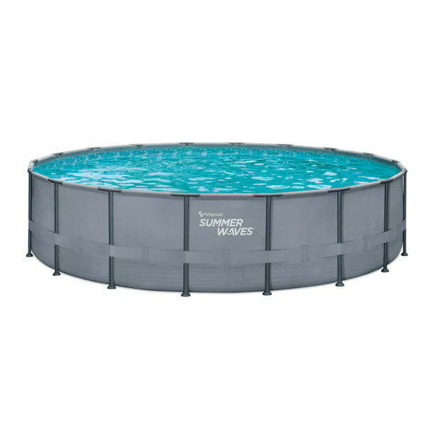 Summer Waves 18 ft Elite Frame Pool, Round, Cool Gray, Ages 6+, Unisex -  