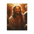 thumbnail image 2 of CozyNet Jesus Smiling, Welcoming A Crowd Of People, Glowing Light Highlighting His Face Wall Art Prints With Frame Canvas Perfect for Living Room & Bedroom, Ready to Hang, Wall Decor 12"x16", 2 of 10