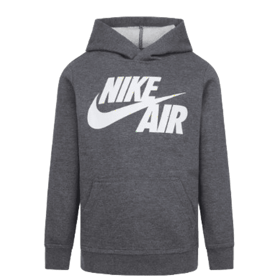 Nike Little Boys Air Swoosh Fleece Hoodie, Charcoal Heather Gray, 5