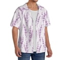 thumbnail image 2 of Balery Lavender Flowers Camisa Casual de Manga Corta con Botones para Hombre, Texturizada, Estilo Cubano, para Playa, Verano-X-Large, 2 of 5