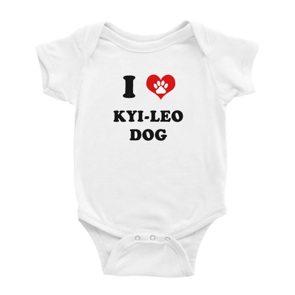I Heart Kyi-Leo Dog Funny Baby Rompers Baby Clothes (White, 18-24 Months)