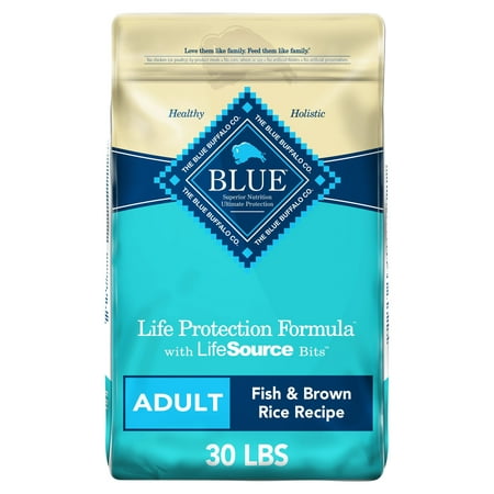 Blue Buffalo Life Protection Formula Fish and Brown Rice Dry Dog Food for Adult Dogs, Whole Grain, 30 lb. Bag