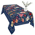 thumbnail image 2 of Navy Blue Floral Table Cloth Waterproof Tablecloths, Spring Farmhouse Botanical Flowers Vintage Tablecloth Dining Table Cover for Kitchen Party Tabletop Outdoor, Rectangle Tablecloth 60x120 Inch, 2 of 9