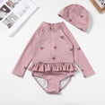 thumbnail image 2 of Gubotare Toddler Bathing Suit Girls Swimsuits One Piece Rash Guard Bathing Suit Long Sleeve Swimwear UPF 50+ Sun Protection with Zipper 3T 4T (Light Purple,3-4 Years), 2 of 7