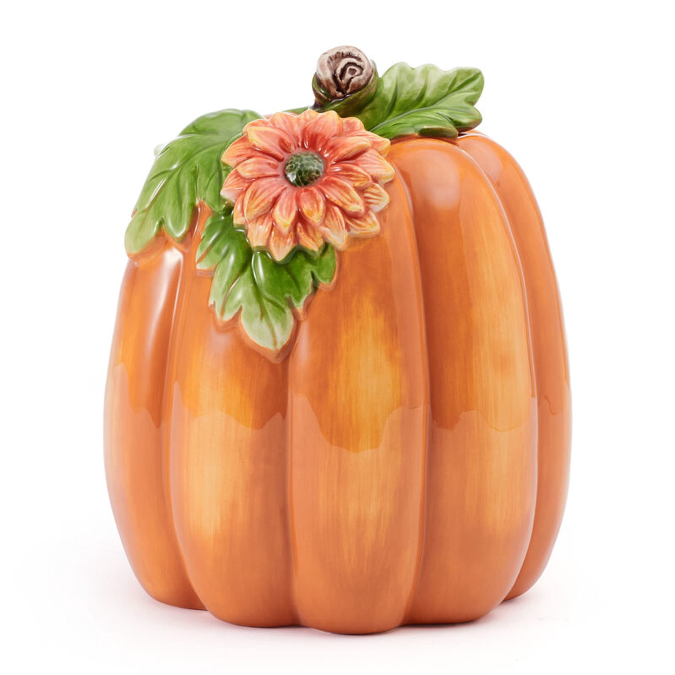 Fitz and Floyd Harvest Pumpkin Orange Earthenware Decorative Figurine (Set of 3)