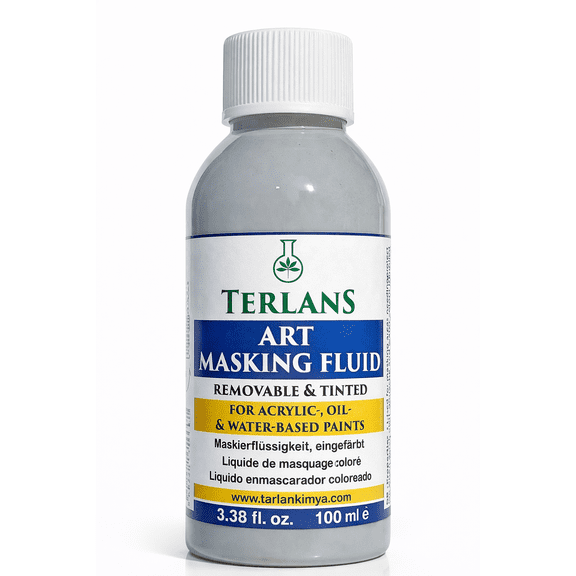 TERLANS Art Masking Fluid 100 ml (3.38 fl oz) / Removable & Tinted/for Acrylic- Oil- and Water-Based Paints
