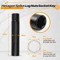 thumbnail image 2 of Solid Spiked Lug Nuts Key - with 19mm HEX, Universal Spike Black Lug Nuts Socket Key Replacement Tool for 14x1.5, 14x2.0, 9/16-18, 1/2-20, 12x1.25, One-Piece Spiked Lug Nut Socket, 2 of 12