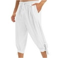 thumbnail image 2 of FRSASU Men's Pirate Capri Pants Renaissance Costume Cropped Trousers Medieval Retro Pants White, 2 of 6