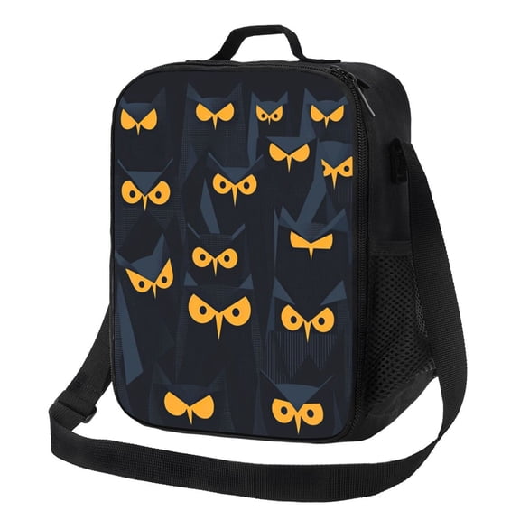 Minimalist Owl Lunch Bag Reusable Lunch Box Insulated Tote Bag with Adjustable Shoulder Strap
