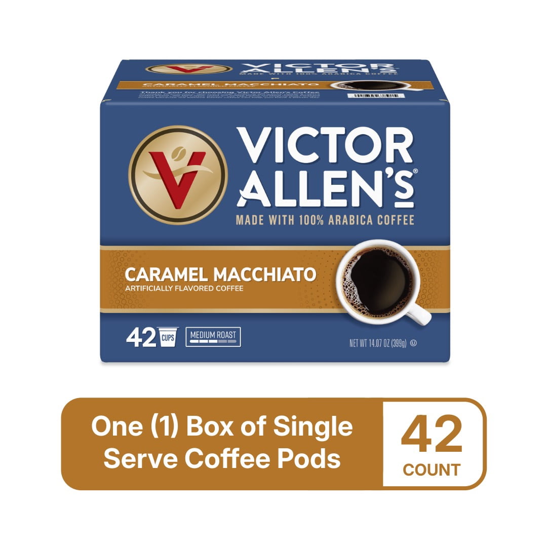 Victor Allen's Coffee Caramel Macchiato, Medium Roast, 42 Count, Single Serve Coffee Pods for Keurig K-Cup Brewers