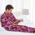 thumbnail image 4 of Mens Pajamas Set, Purple Orchids Flowers Button Down Long Sleeve Loungewear Sleepwear Pjs sets for Men, 4 of 5