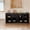 Black, variant on Black 70.8" Mid-Century Glass-Door Sideboard Buffet, 4 Tempered Glass Cabinets, Adjustable Shelves, 150Lb Capacity, Credenza for Dining Room, Living Room, Hallway