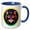 Blue/White, variant on 3drose, Amused Cat Face Inside the Dark Geometrical Frame Gifts for Family, Charm, 15oz Mug