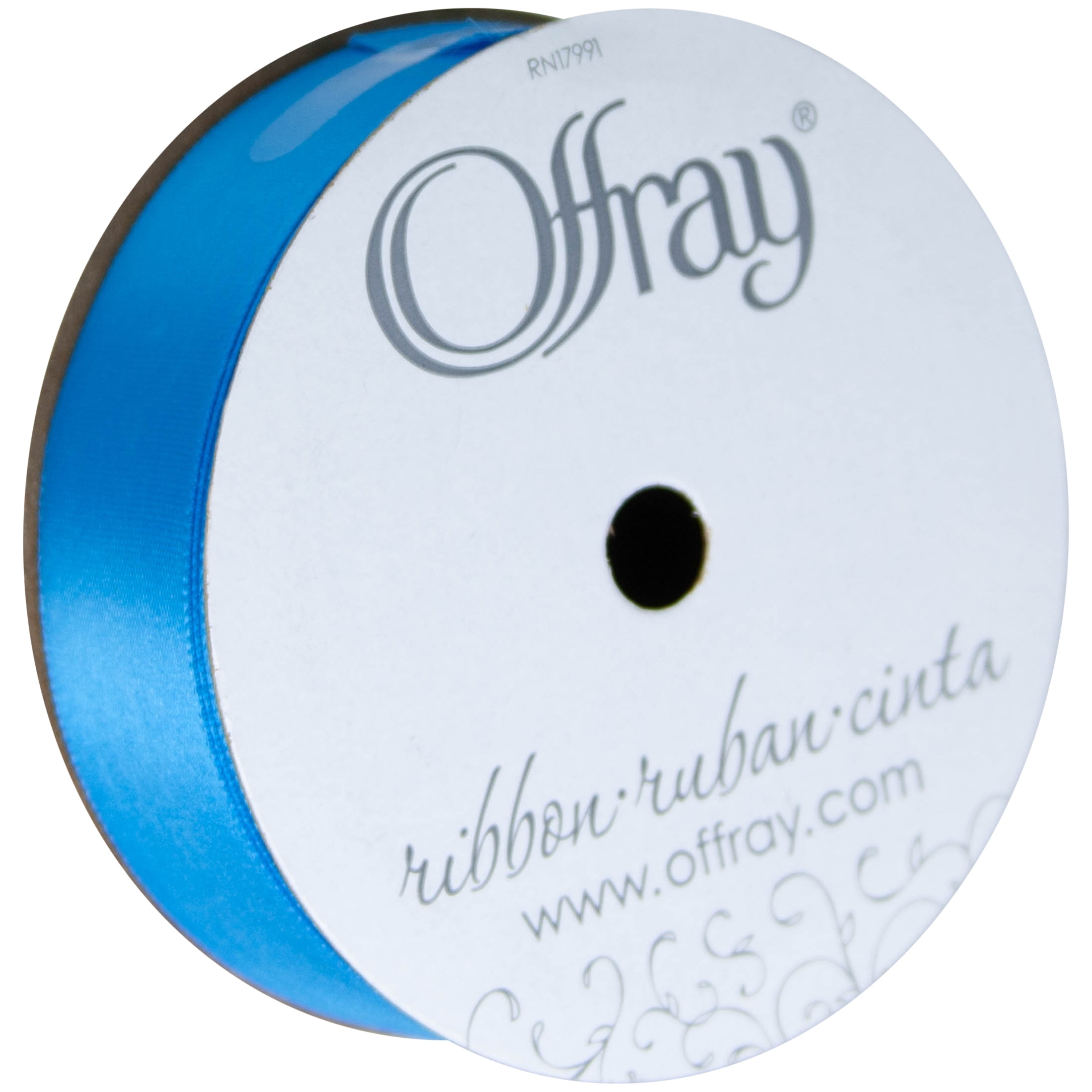 Offray Ribbon, Lagoon Blue 7/8 inch Single Face Satin Polyester Ribbon, 18 feet