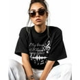 thumbnail image 2 of Women's Graphic T-Shirt Black XL Women's Tops My Brain Is 80% Song Lyrics Crew Neck Short Sleeve Shirts for Women, 2 of 3