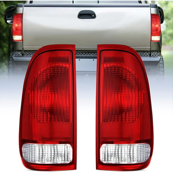 Nilight Taillight Assembly Compatible with 1997 1998 1999 2000 2001 2002 2003 2004 2005 2006 2007 Ford F150 Styleside F250 F350 F450 F550 Super Duty Red Rear Lamp OE Style Pair
