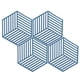 thumbnail image 1 of Juego de 4 tapetes resistentes al calor con diseño de rayas hexagonales en color azul, ideales para usar en la mesa del comedor y la cocina, protegen del calor y los rasguños, 1 of 8