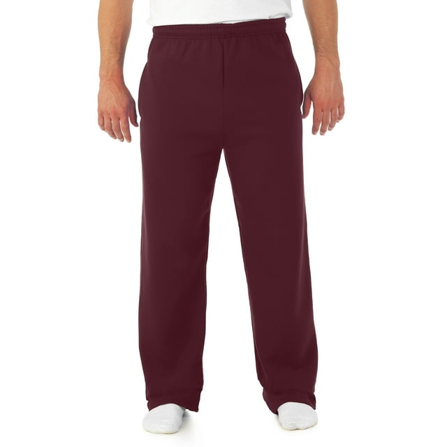 Jerzees Mens NuBlend Pocketed Open-Bottom Sweatpants, 3X, Maroon