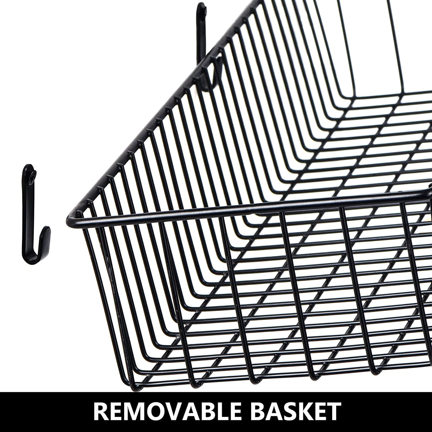 Wetheny Farmhouse Décor Metal Wire Organizer Storage Basket Bin(6 Pack)-Toilet Paper Storage-Organization and Storage for Bedroom, Bathroom, Kitchen Cabinets, Pantry, Laundry Room, Garage (Black)