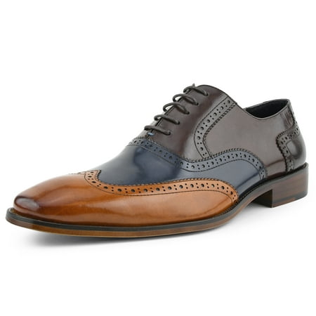 

Asher Green Mens Leather Wingtip Lace Up Oxford Dress Shoes Black/Navy/Cognac Size 12