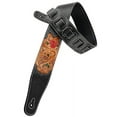 thumbnail image 6 of Black Leather Grateful Skull & Red Rose Guitar Strap Hand Tooled Walker & Williams CVG-12, 6 of 7