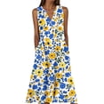 thumbnail image 3 of VBVC Women's Floral V-Neck Maxi Dress,Sleeveless Button Detail Flowy Dress For Women,Ladies Summer A-Line Beach Boho Sundress with Pockets,Yellow,S-5XL, 3 of 6