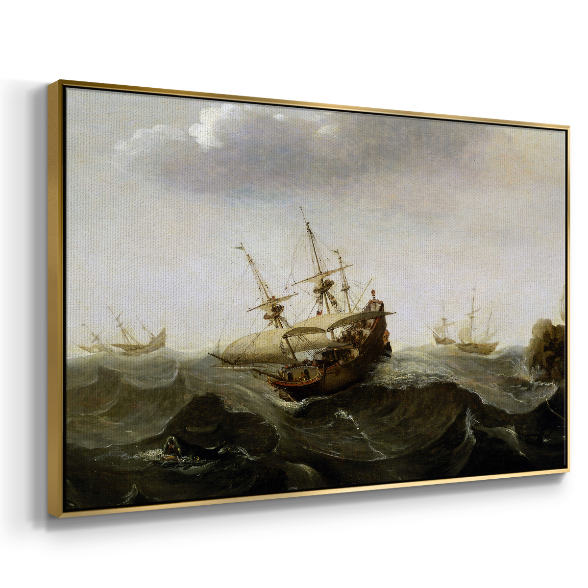 Vintage Landscape-MII By Wexford Home Framed in Gold Wood Gallery Wrapped Canvas 17 in. x 25 in.