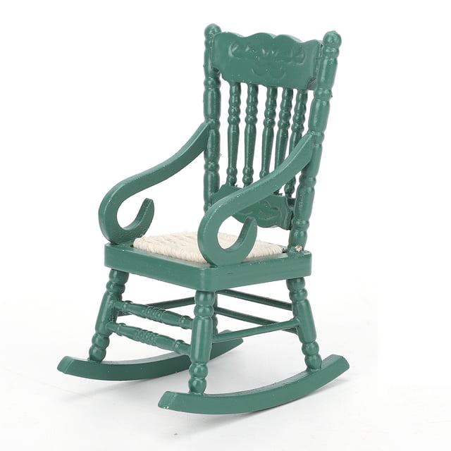 Mini muebles de simulación de casa de muñecas, silla de madera verde negruzco, casa de juegos, modelo 1/12, juguete, verde negruzco