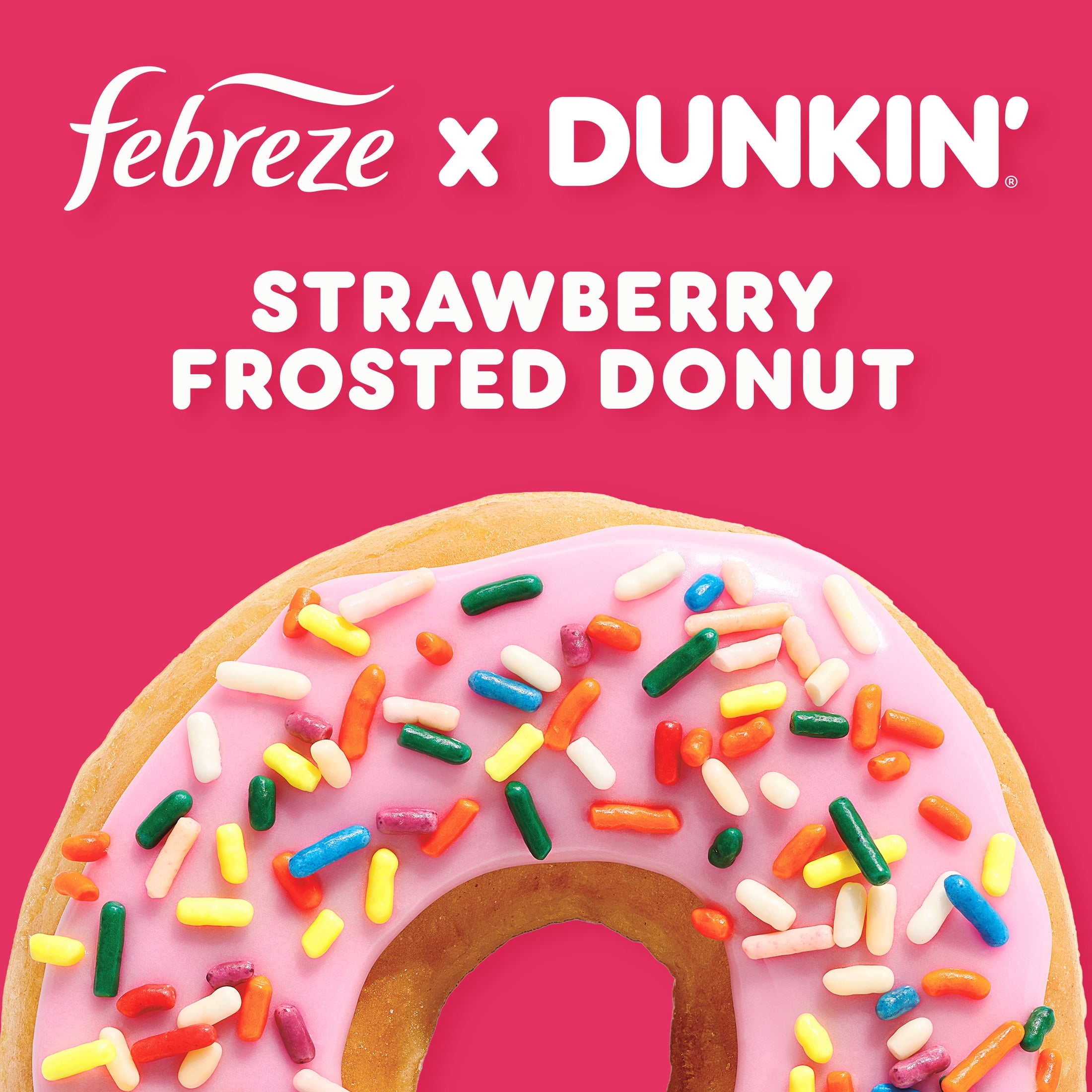 Febreze Dunkin' Car Air Freshener, Odor-Fighting Automotive Vent Clip, Strawberry Frosted Donut, 1 count