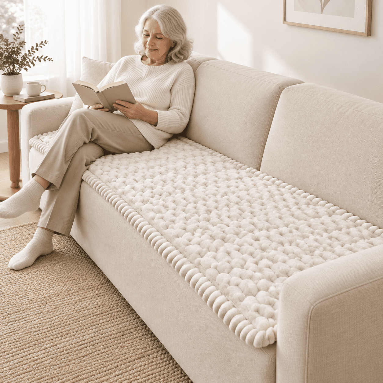 Beige 27.6 X 70.9 Pet Sofa & Chair Protector Washable Non Slip Soft Cozy Cover