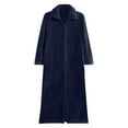 thumbnail image 4 of PMVFHDE Womens Autumn Winter Solid Color Plus Size Loose Full Zipper Pajamas Thick Warm Couples Sleepwear Womens Robes Navy，M, 4 of 4