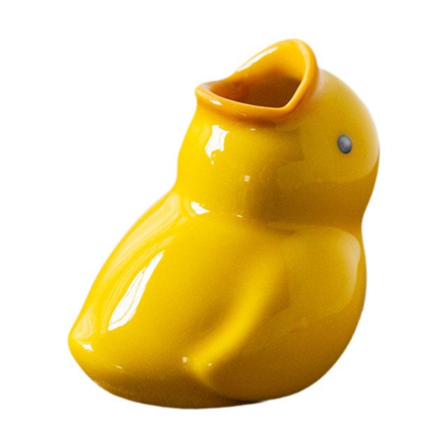 Soporte para cepillo de dientes con forma de pato de dibujos animados, novedoso y práctico soporte para cepillo de dientes de escritorio. Inclinado amarillo