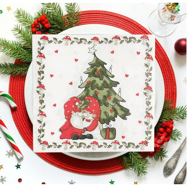 Christmas Tableware Set,Christmas Party Supplies,Christmas Disposable Tableware Sets,Christmas Napkins Decorative Paper Napkins Suitable for Christmas Table Decorations Birthdays Party Supplies