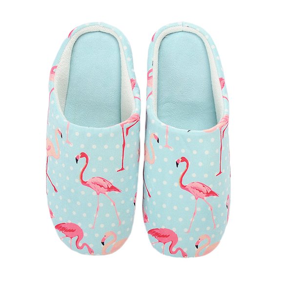 Colias Wing Flamingo Pattern Warm Winter Indoor Outdoor Slippers for Women