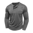thumbnail image 2 of Mens Tshirt Long Sleeve Crewneck Henley Shirt Lightweight Grey Tee Shirts with Button Summer T Shirts for Men, 2 of 6