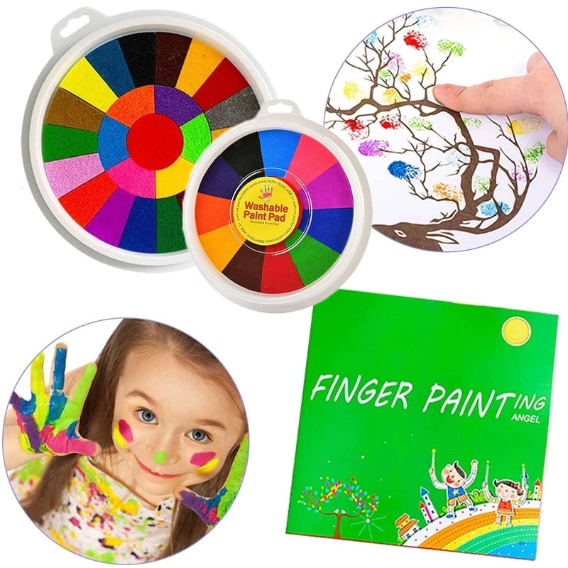 Funny Finger Painting Kit Finger Drawing Toys and Picture Album Kids Washable Finger Paint Set 13 Colors + Picture Album Kids Early Learning Toys Finger Paint for Kids Gifts 