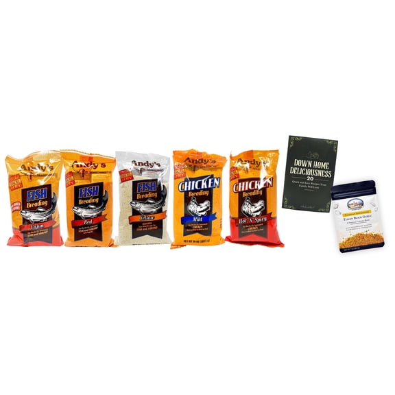 Andy’s Fry Breading Seasoning Variety Pack – Hot ‘N’ Spicy, Mild, Cajun, Red & Yellow – 5 Pack | Shawhan Farms Parmesan MerlinsMart Zine
