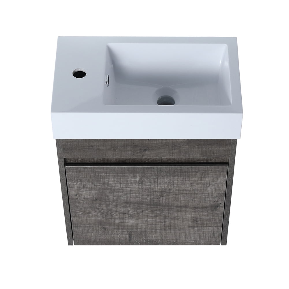 Private Jungle 18" Bathroom with Single Sink Combo Wall Mounted Cabinet Set,Float Mounting Design for Small Space,Grey Private Jungle 18" Bathroom with Single Sink Combo Wall Mounted Cabinet Set,Float Mounting Design for Small Space,Grey