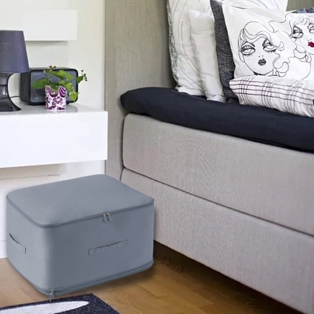 Sac de Rangement pour Couette en Satin et Doudoune, Sac de Compression, Sac de Finition pour Couette en Soie, Rangement, Organisation sous le Lit, Rangement pour Couvertures avec Couvercle, Rangement de Garde-Robe, Organisateurs d'Organisation, Rangement pour Chaussures avec Grand